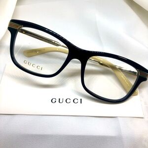 Gucci Women's Glasses with Black Frame and Gold Detail